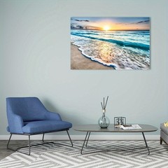 Canvas Art Ocean Beach Sunset Wave Seascape Minimal Wall Decor