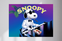 Piano Player Joe Cool Pup Jazz Club Retro Poster Wall Art Print