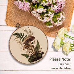Vintage Framed Wall Art, Cottagecore Botanical Round Wall Art, Farmhouse Roun…