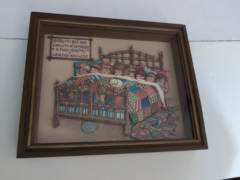 Retro Wooden Wall Plaque Picture Sweet Dreams 11 X 9 1/4″
