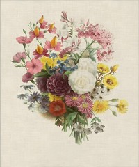 Vintage French Botanical Boquet Print Set Flower Floral Wall Art Prints Set of 6