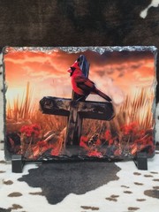Cardinal Cross Custom Photo Slate Rock Unique Gift 7.9” X 5.9” Slate Photo