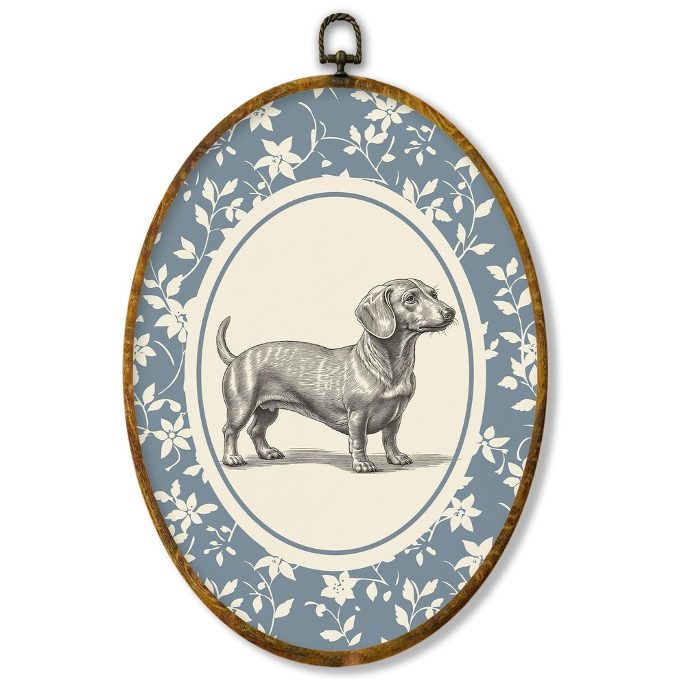 Vintage Dachshund Dogs Oval Wall Art Framed, Dachshund Dog Gifts for Women Wa…