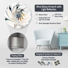 Abstract Round Metal Wall Art – Modern Blue & Yellow Geometric Paths Design – Gl