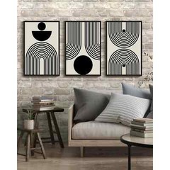16x24in Abstract Wall Art Minimalist Sun Lines Framed for Office/Dining Room