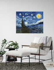 DECORARTS – Starry Night, Vincent Van Gogh Art 30″L x 24″W, Night