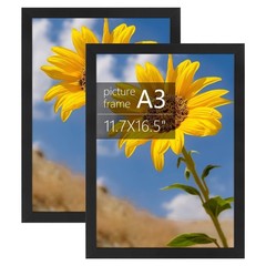 Golden State Art, A3 Frame with Plexiglass, Engineered Wood 11.7×16.5, Black