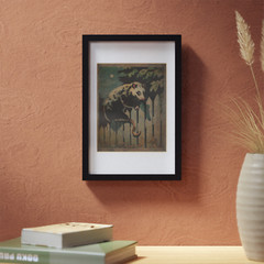 Retro POSSUM Art Poster, Opossum Moon Tree Decor, Celestial Animal Rodent Decor