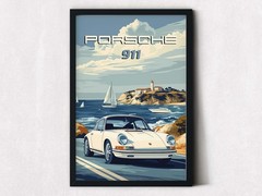 Porsche 911 Car Poster | Classic Sports Car Wall Art | Gift for Car Guys