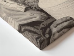 Wall Art Canvas a Black and White Sketch of Leonardo Da Vinci Holding a Roll