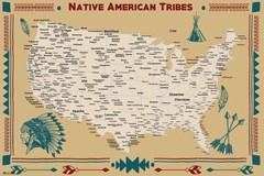 Native American Tribe State Icons Map Art Print Poster 18×12