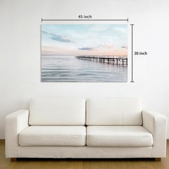 Ocean Pier Canvas Wall Art: Coastal Picture Sunset Seascape Painting Beach Ar…