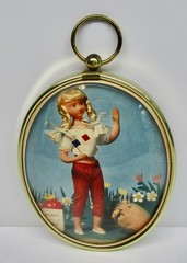 Les Poupees de Peynet framed picture French doll bubble glass plastic front