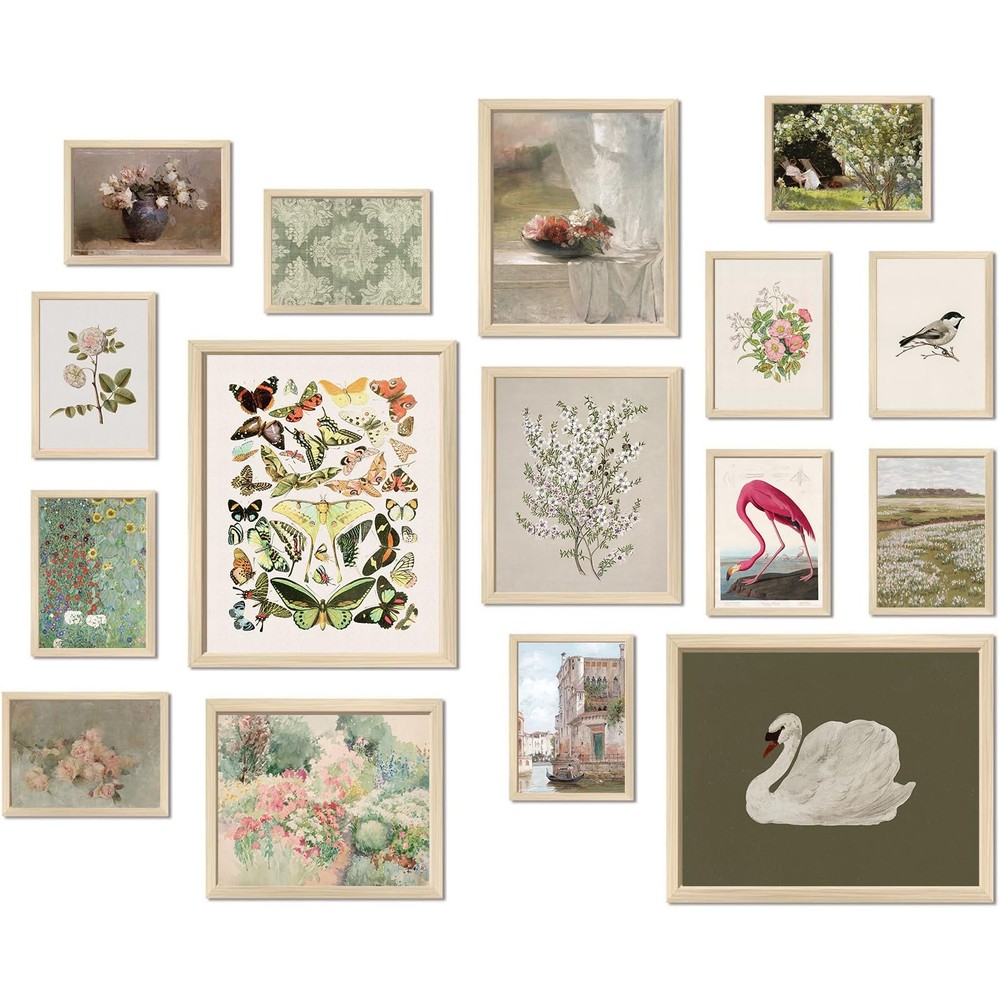 Vintage Canvas Wall Art Decor, Cottagecore Room Decor Swan Prints Farmhouse P…