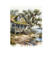 11×14 Living on the Bayou Kitchen Canvas Print Wall Art