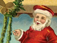 1909 Santa in a Blimp Poster: Vintage Christmas Art, Toys, Holiday Decoration