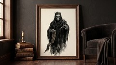 Gothic Skeleton King Scroll Poster Grim Reaper Dark Fantasy Wall Decor Print