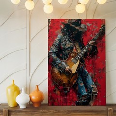 Rock Guitarist Wall Art Canvas Print Urban Modern Abstract Musician Home Decor