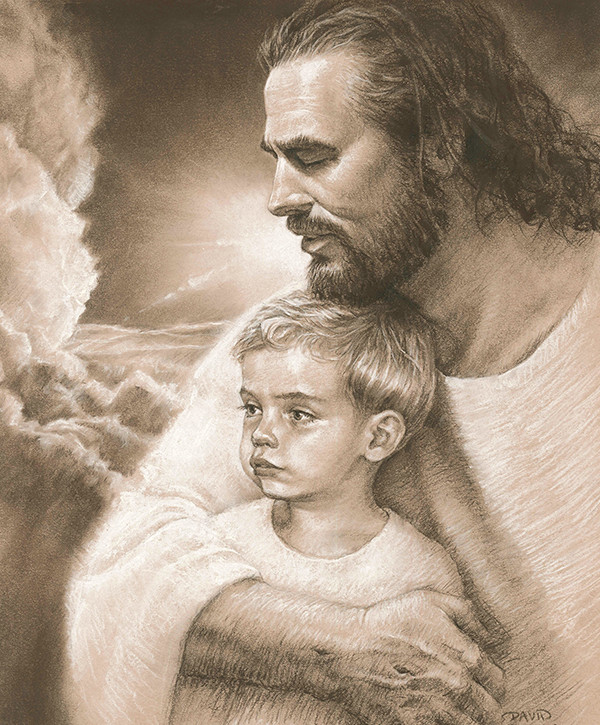 Forever Jesus Christ & Boy Print Picture by David Bowman Religious Spiritual Art