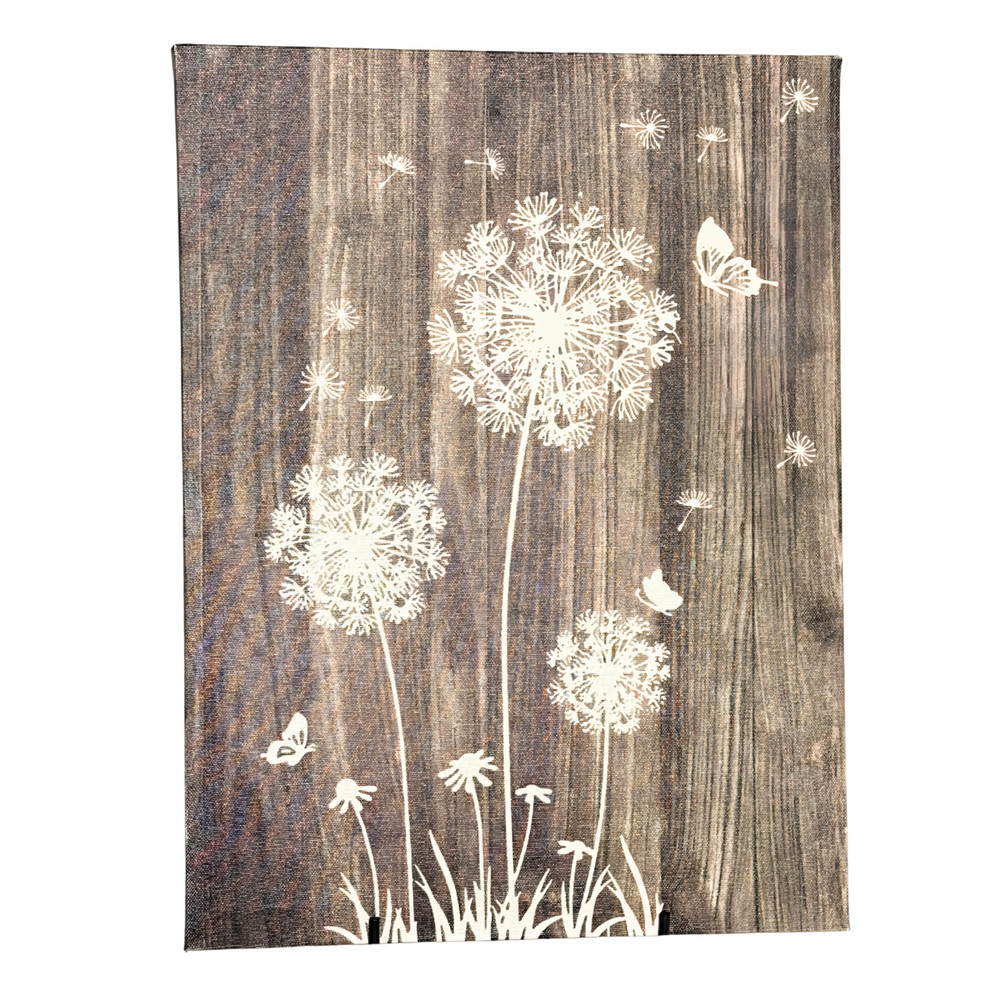 Unbranded Rustic Dandelion Canvas Print Brown White Canvas 15.75×11.75
