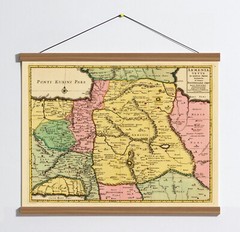 Ancient Old Early 1700 Map Of Armenia; 100% Cotton Canvas Magnetic Wooden Hanger
