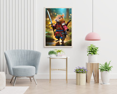 Cute Samurai Capybara Printable Wall Art, Samurai Portrait, Capybara Art,Samurai
