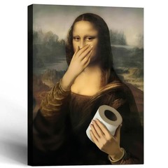 Framed Funny Mona Lisa Bathroom Canvas Wall Art Parody World Famous Paintings…