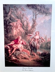 Francois Boucher Flower Gatherers 22″ x 17″ Wood Framed Art Print Wall Hanging