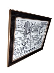 Wall Art Framed, City landscape Urban Art / Architecture Sketch Art, Skyline Art