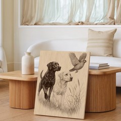 Black And Yellow Labrador Hunting Birds Wildlife Canvas Wall Art Print Home