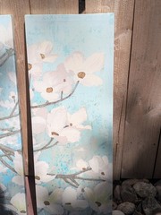 3-Panel Multi-Part Floral Canvas Wall Art, Blue & White Flowers, Vertical
