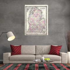 87362 1855 COLTON MAP MICHIGAN VINTAGE Decor Wall Print Poster