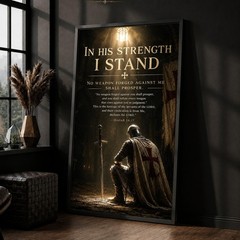 Christian Templar Knight Wall Art Medieval Scripture Print Faith Warrior Decor