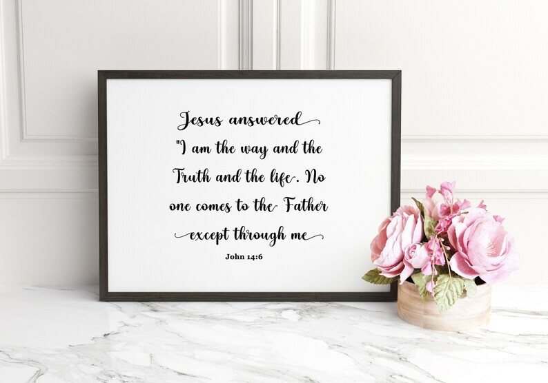 John 14:6, Bible Verse Quote, Horizontal Poster Print, Home Wall Art Décor