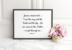 John 14:6, Bible Verse Quote, Horizontal Poster Print, Home Wall Art Décor