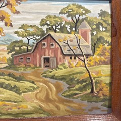 Vintage Country Barn/ Dairy Wooden Framed Print Rustic Farmhouse Wall Art Decor