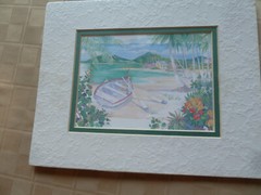 Boat on Island Matted Print Sealed NEW 8 x 10