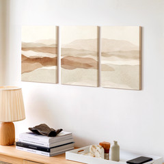 3 Pieces Abstract Landscape Earthy Tones Modern Large Wall Art for Set Of 3