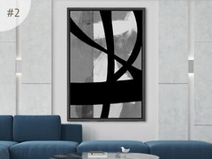 Black & Gery Framed Wall Art Abstract Modern Canvas Print Home Decor Wall Art
