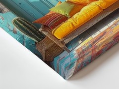 Wall Art Canvas a Vibrant Bohemian Desert Scene Showing a Rustic Turquoise