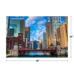 Chicago River Corridor Skyline Photo Art Print Poster 24×36 inch