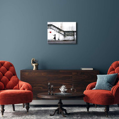 Banksy Grafitti Girl with Red Balloon Canvas Prints Wall Art Grey Love Pictures