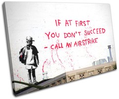 Airstrike Banksy Street SINGLE CANVAS WALL ART Picture Print VA