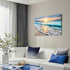 Canvas Art Ocean Beach Sunset Wave Seascape Minimal Wall Decor