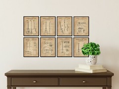 Unique Guitar Lovers Gifts Men Women 8 UNFRAMED Diagram Patent Art Prints (8×10)
