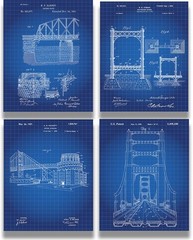 Bridge Architecture Patent – A Set of Four Bridge Patents Wall Art Decor Prin…