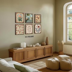 Vintage Floral Wall Art Poster Set of 6, Rustic Flower Bird Pictures Wall Dec…