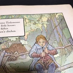 Vtg Tommy Titmouse Boy Fishing Bridge 1910s Mother Goose Print Wall Art 9×12″
