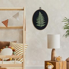 Fern Wall Art Oval Frame Dark Cottagecore Botanical Decor Canvas 8.5×11.5in