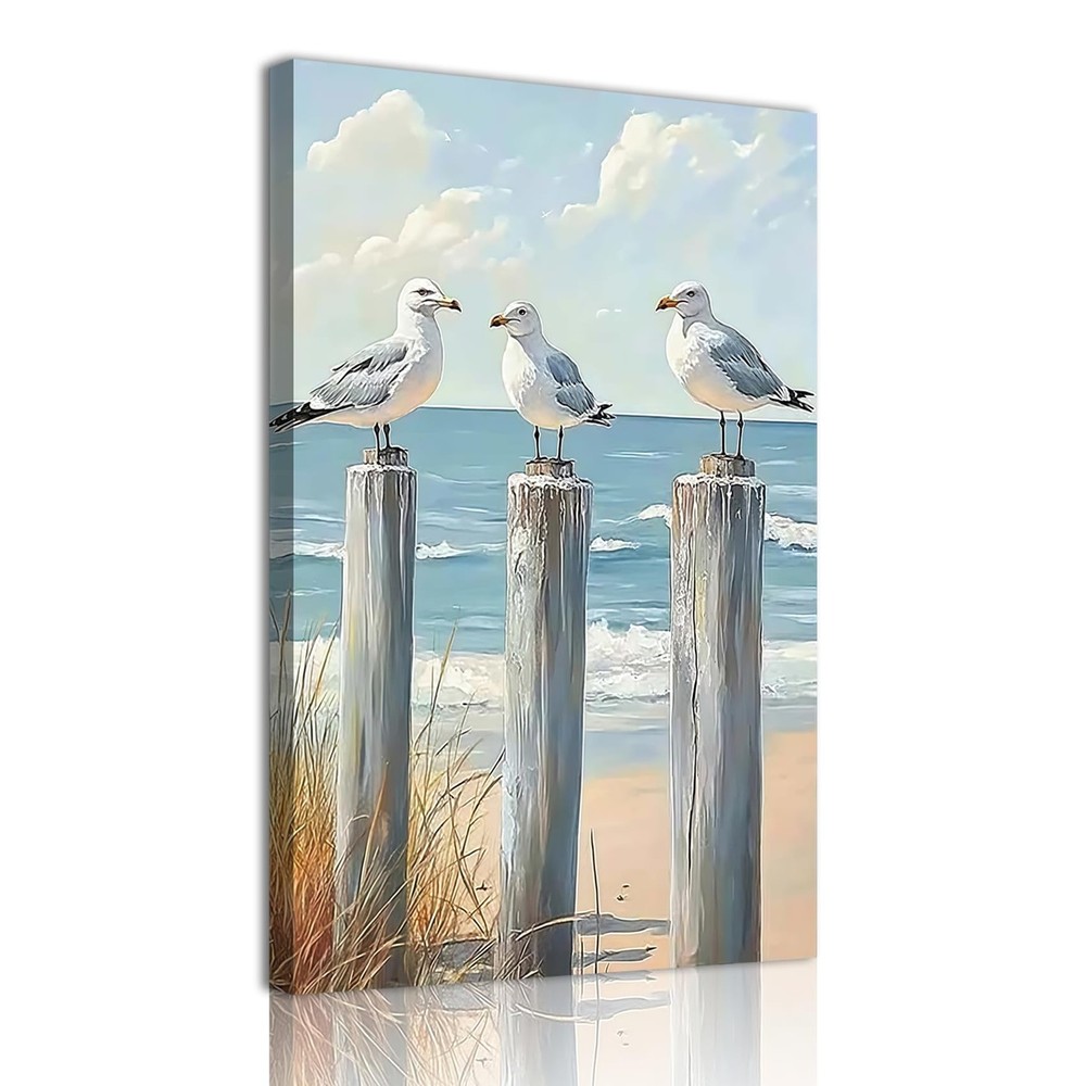 Ocean, seagull canvas wall art coast beach seaside bird poster print gallery …